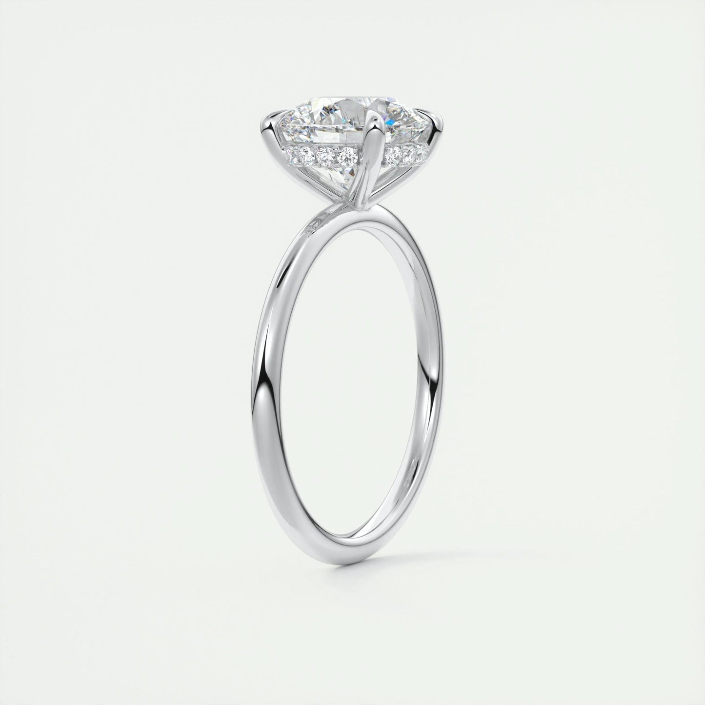 2 CT Round Hidden Halo CVD F/VS1 Diamond Engagement Ring