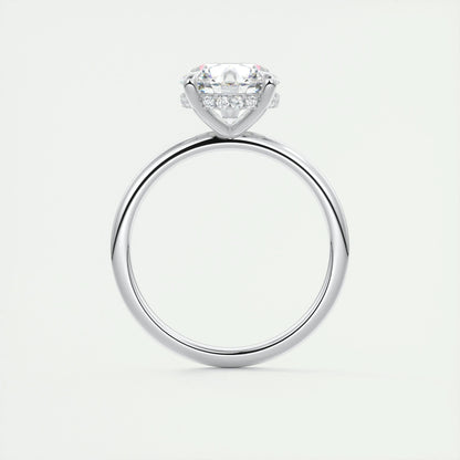 2 CT Round Hidden Halo CVD F/VS1 Diamond Engagement Ring