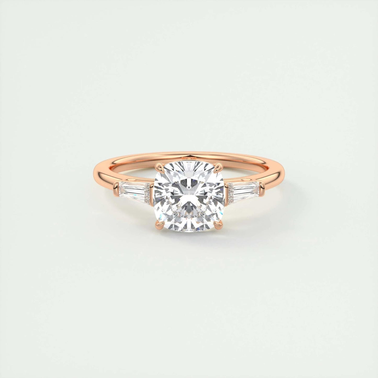 2 CT Cushion Three Stone CVD F/VS1 Diamond Engagement Ring