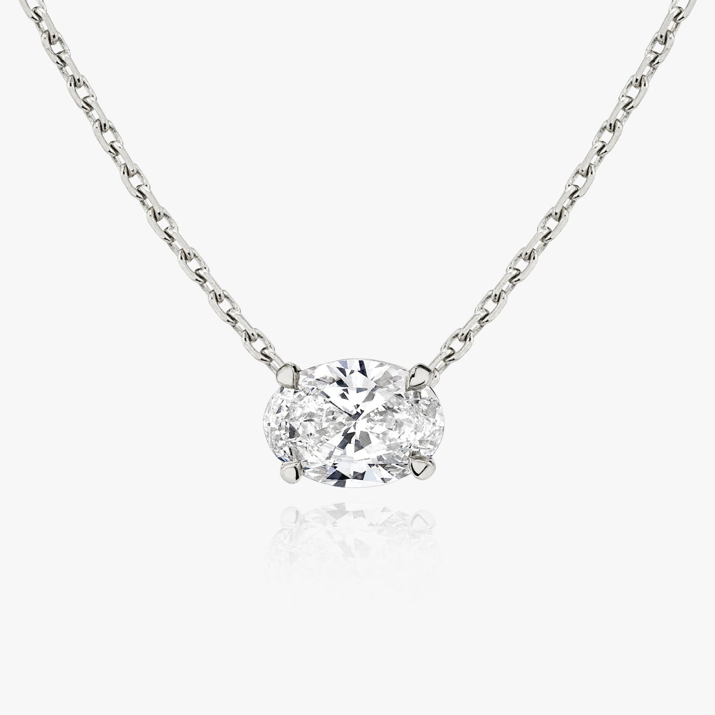 0.25 CT-1.0 CT Oval Solitaire CVD F/VS Diamond Necklace