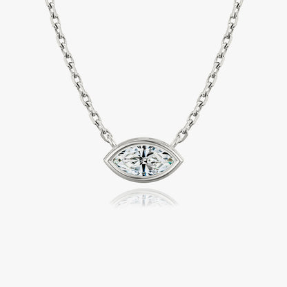 0.25-1.0 CT Marquise Bezel Solitaire CVD F/VS Diamond Necklace