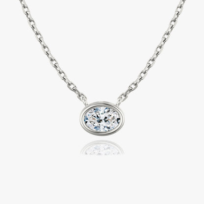 0.25 CT-1.0 CT Oval Bezel Solitaire CVD F/VS Diamond Necklace