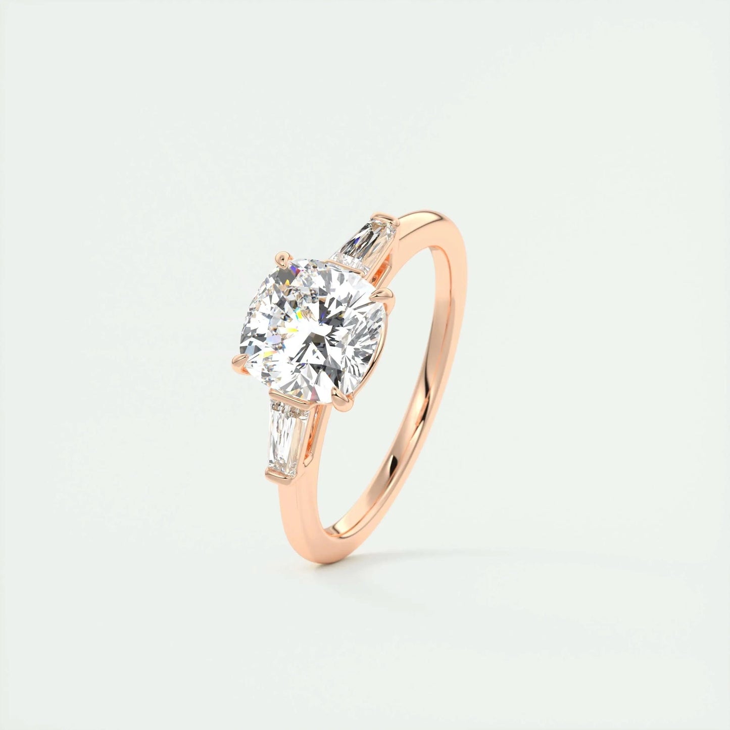 2 CT Cushion Three Stone CVD F/VS1 Diamond Engagement Ring