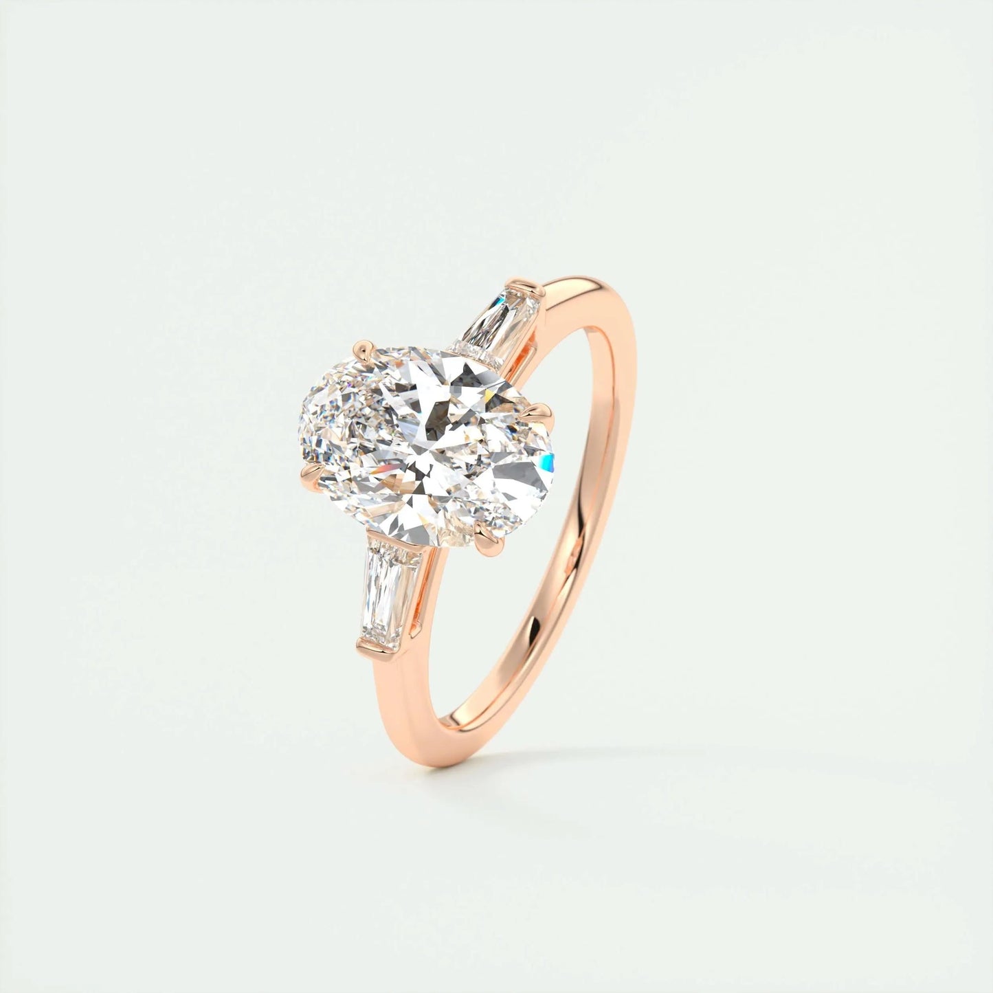 2 CT Oval Three Stone CVD F/VS1 Diamond Engagement Ring
