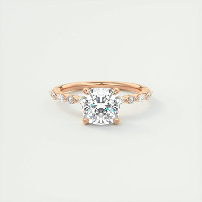 2 CT Cushion Solitaire CVD F/VS1 Diamond Engagement Ring