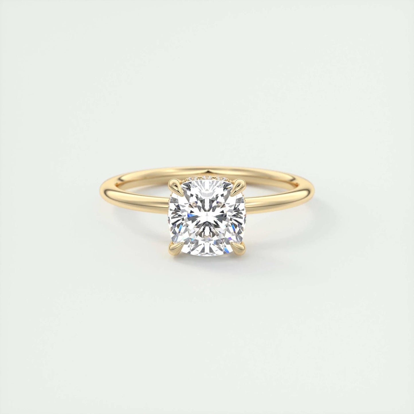 2 CT Cushion Hidden Halo CVD F/VS1 Diamond Engagement Ring