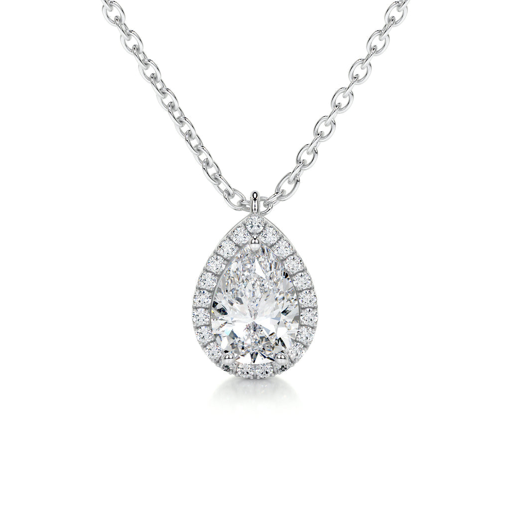 1.50 CT Pear Halo CVD F/VS Diamond Necklace