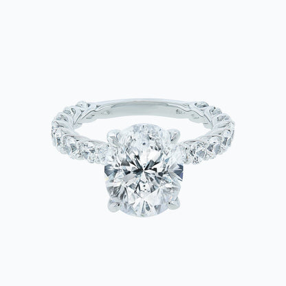 1.0 - 4.0 CT Oval Hidden Halo CVD F/VS2 Diamond Engagement Ring