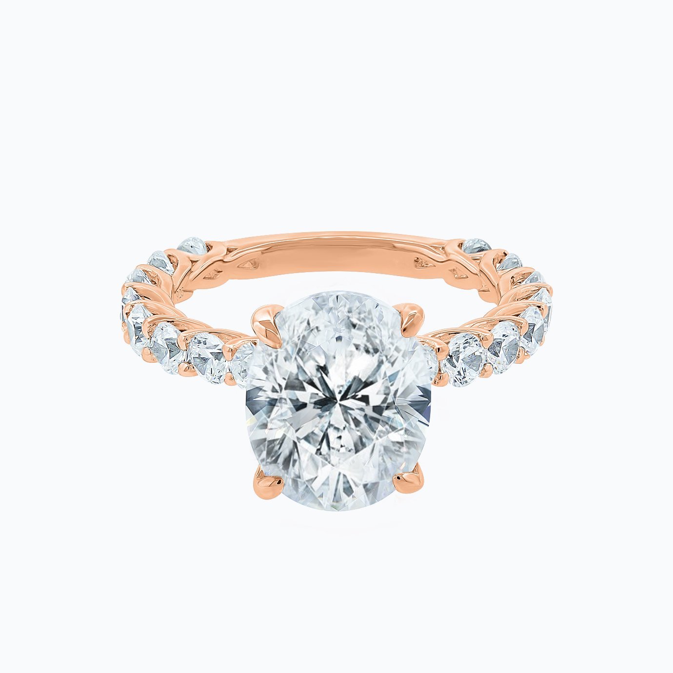 1.0 - 4.0 CT Oval Hidden Halo CVD F/VS2 Diamond Engagement Ring