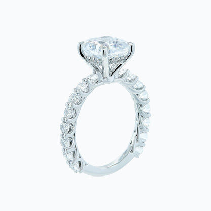 3.0 CT Cushion Hidden Halo CVD F/VS2 Diamond Engagement Ring
