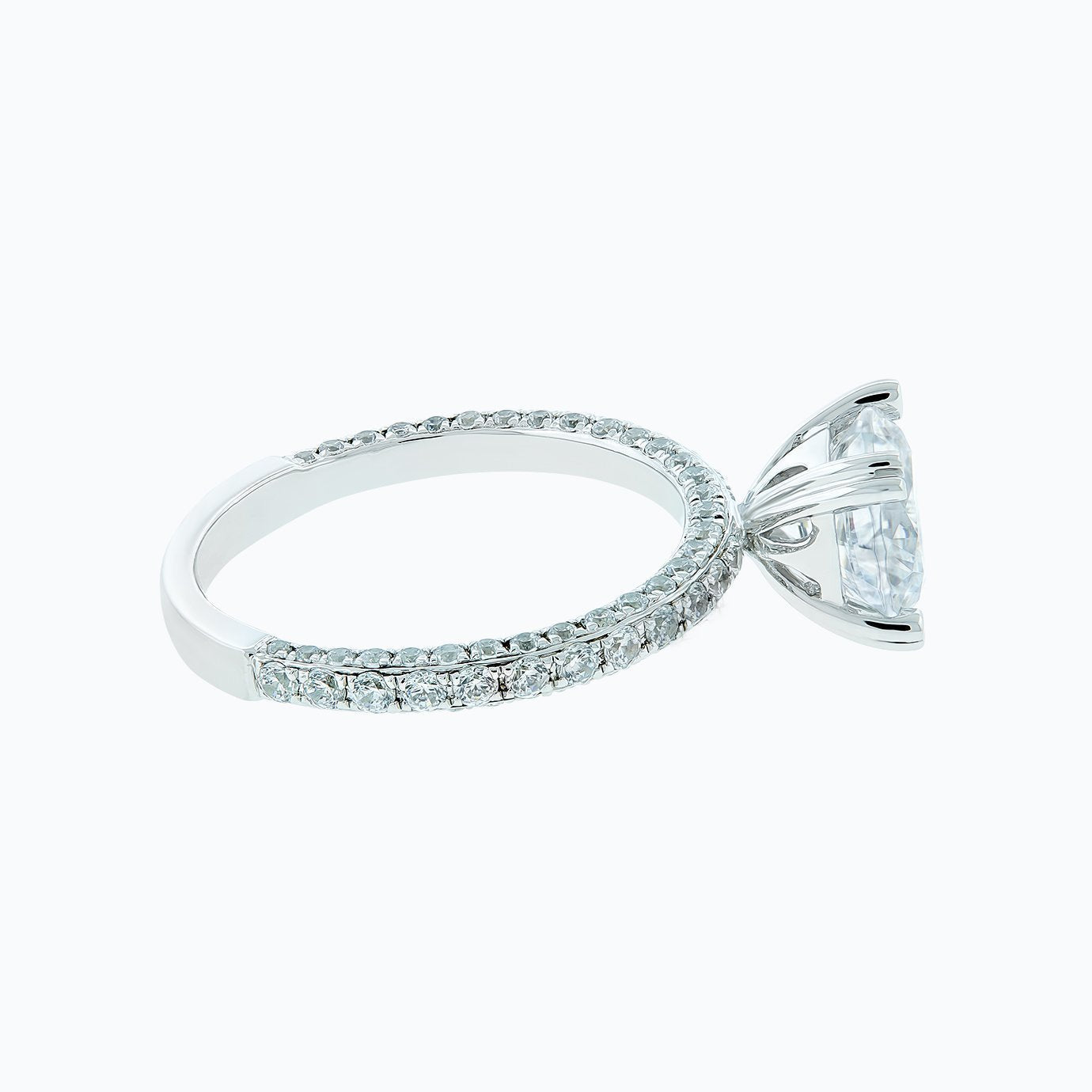1.50 CT Round Three Side Pave CVD F/VS2 Diamond Engagement Ring