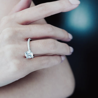 1.50 CT Round Three Side Pave CVD F/VS2 Diamond Engagement Ring