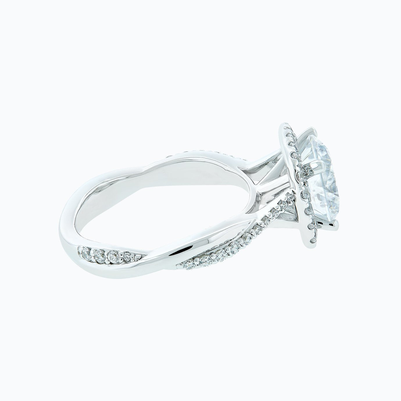 2.0 CT Round Halo & Twisted Pave CVD F/VS2 Diamond Engagement Ring