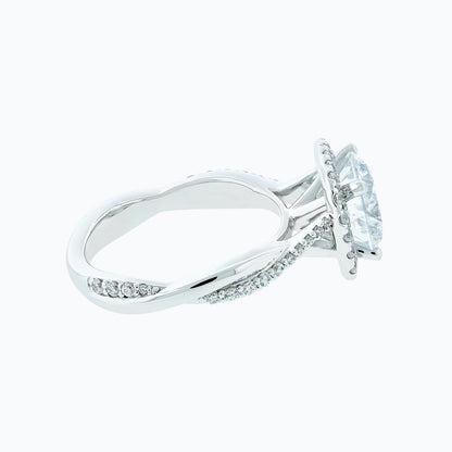 2.0 CT Round Halo & Twisted Pave CVD F/VS2 Diamond Engagement Ring