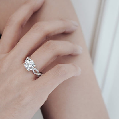 2.0 CT Round Criss - Cross Pave CVD F/VS2 Diamond Engagement Ring