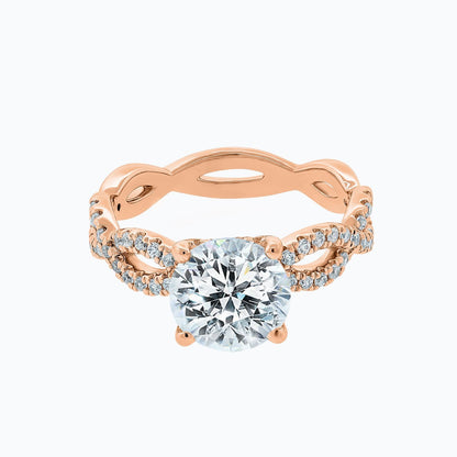 2.0 CT Round Criss - Cross Pave CVD F/VS2 Diamond Engagement Ring