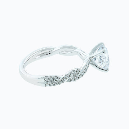1.50 CT Round Twisted Pave CVD F/VS2 Diamond Engagement Ring