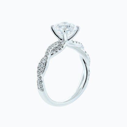 1.50 CT Round Twisted Pave CVD F/VS2 Diamond Engagement Ring