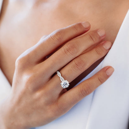 1.50 CT Round Twisted Pave CVD F/VS2 Diamond Engagement Ring