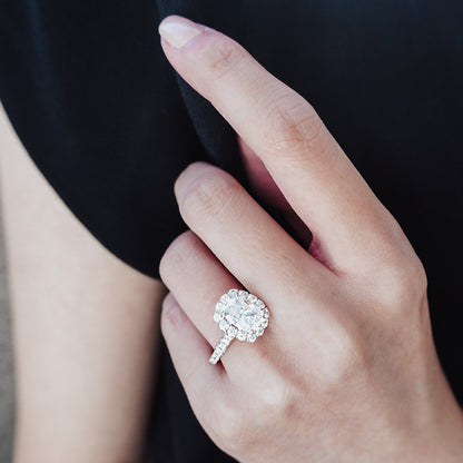 2.0 CT Cushion Halo CVD F/VS2 Diamond Engagement Ring