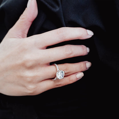 3.50 CT Round Hidden Halo CVD F/VS2 Diamond Engagement Ring
