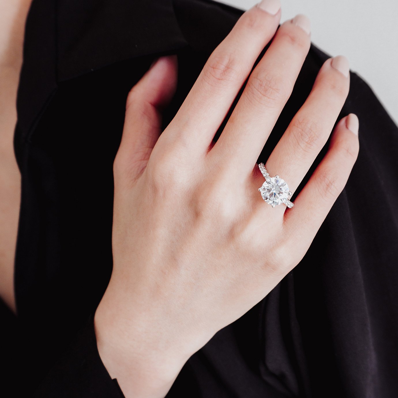 3.50 CT Round Hidden Halo CVD F/VS2 Diamond Engagement Ring