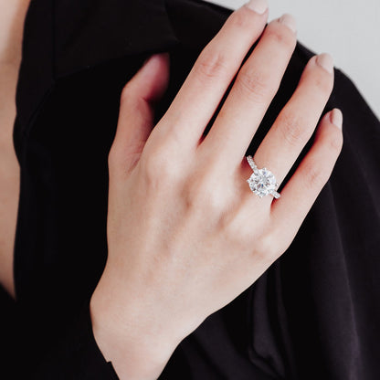 3.50 CT Round Hidden Halo CVD F/VS2 Diamond Engagement Ring