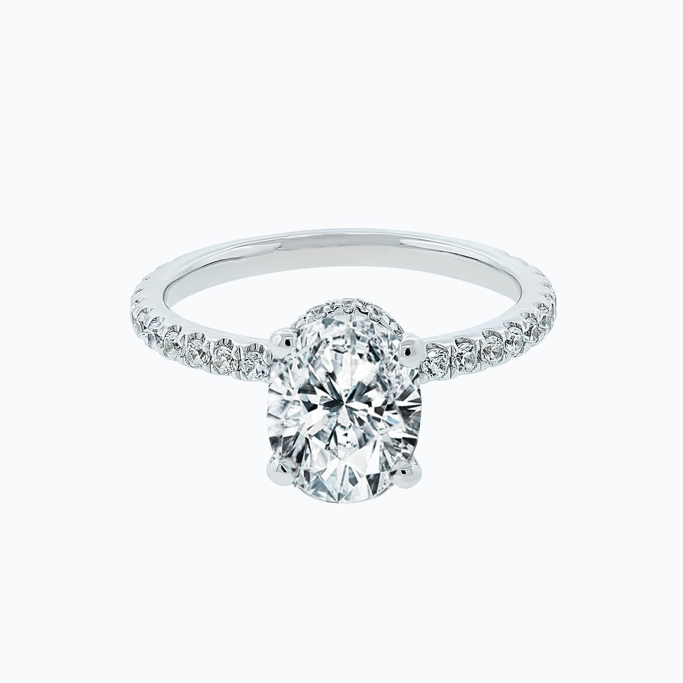 2.50 CT Oval Hidden Halo CVD F/VS2 Diamond Engagement Ring