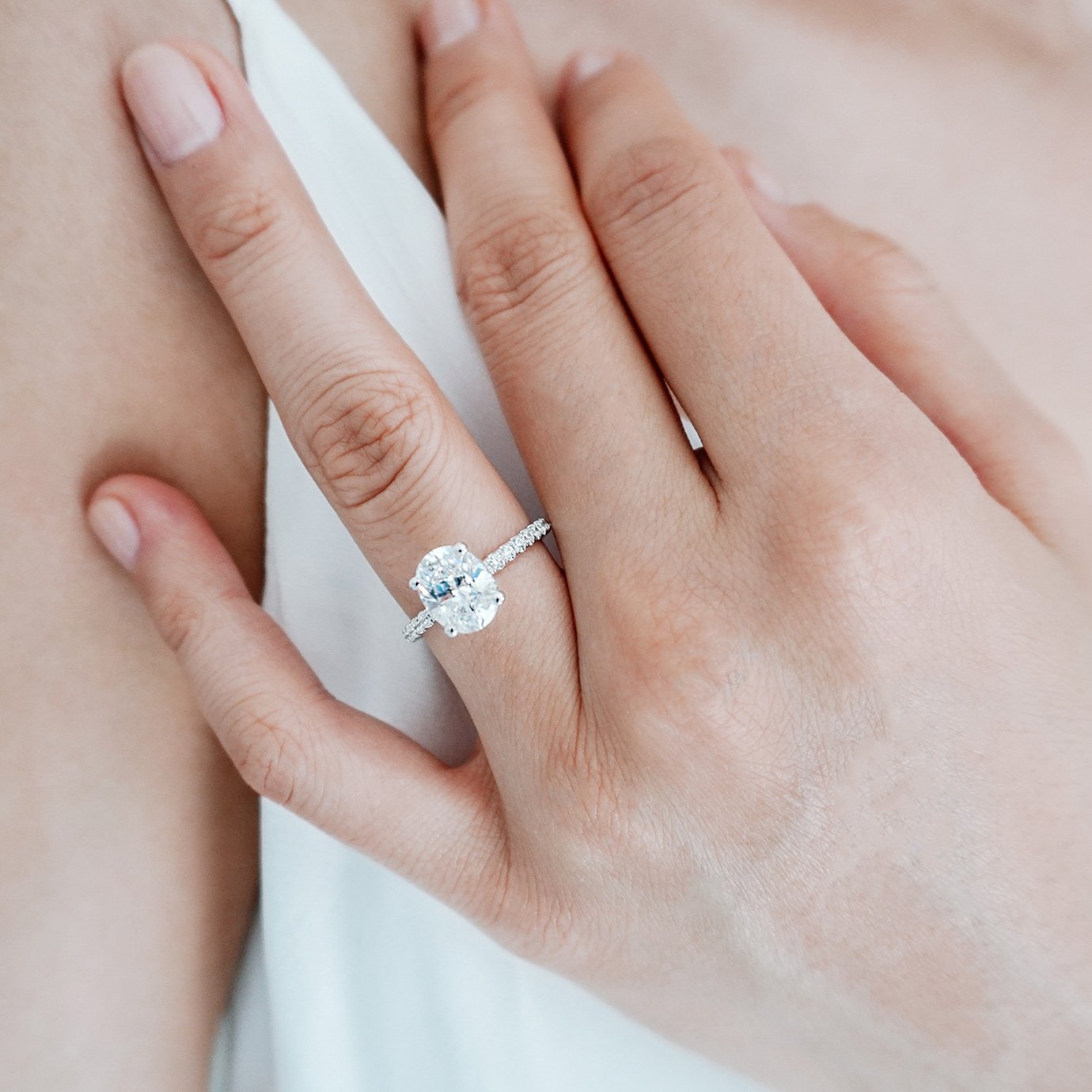 2.50 CT Oval Hidden Halo CVD F/VS2 Diamond Engagement Ring