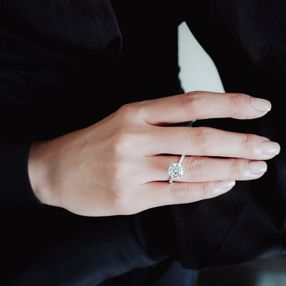 2.0 CT Round Hidden Halo CVD F/VS2 Diamond Engagement Ring