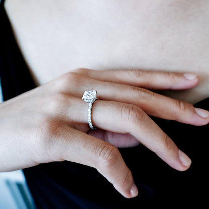 2.0 CT Cushion Hidden Halo CVD F/VS2 Diamond Engagement Ring