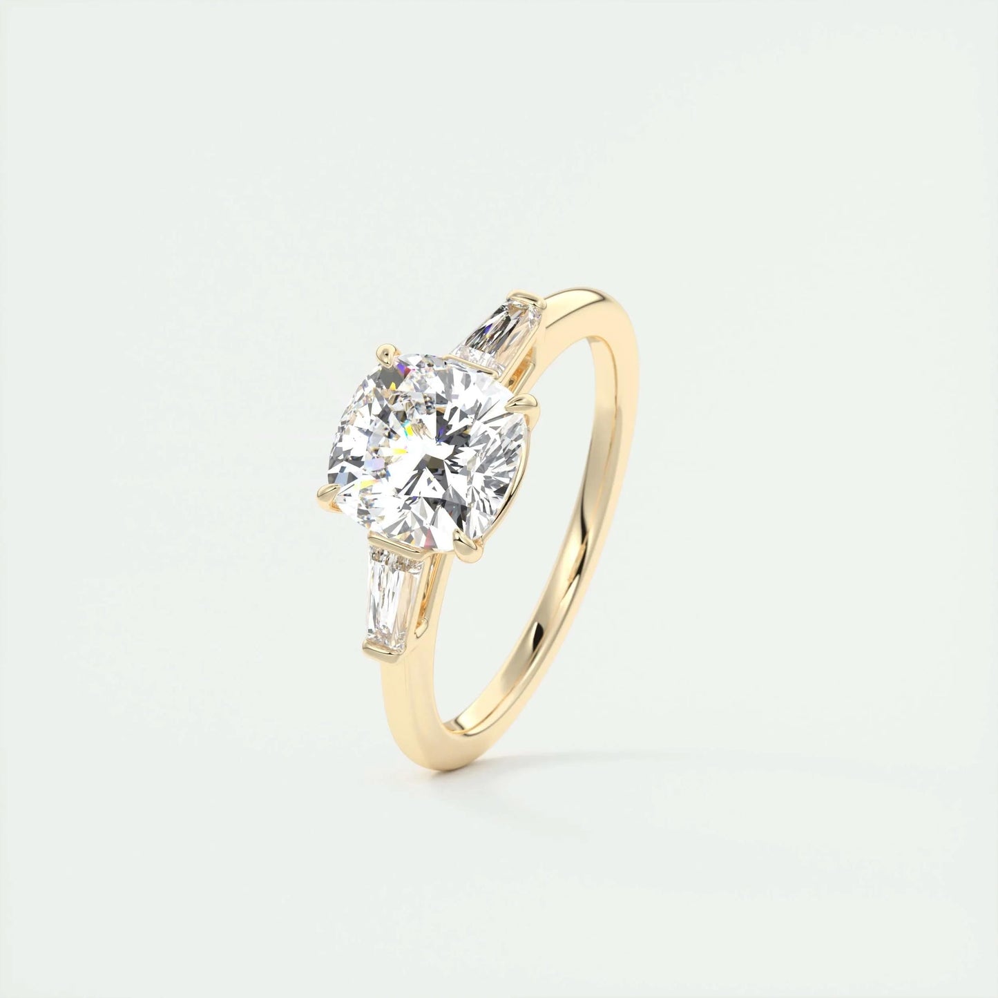 2 CT Cushion Three Stone CVD F/VS1 Diamond Engagement Ring