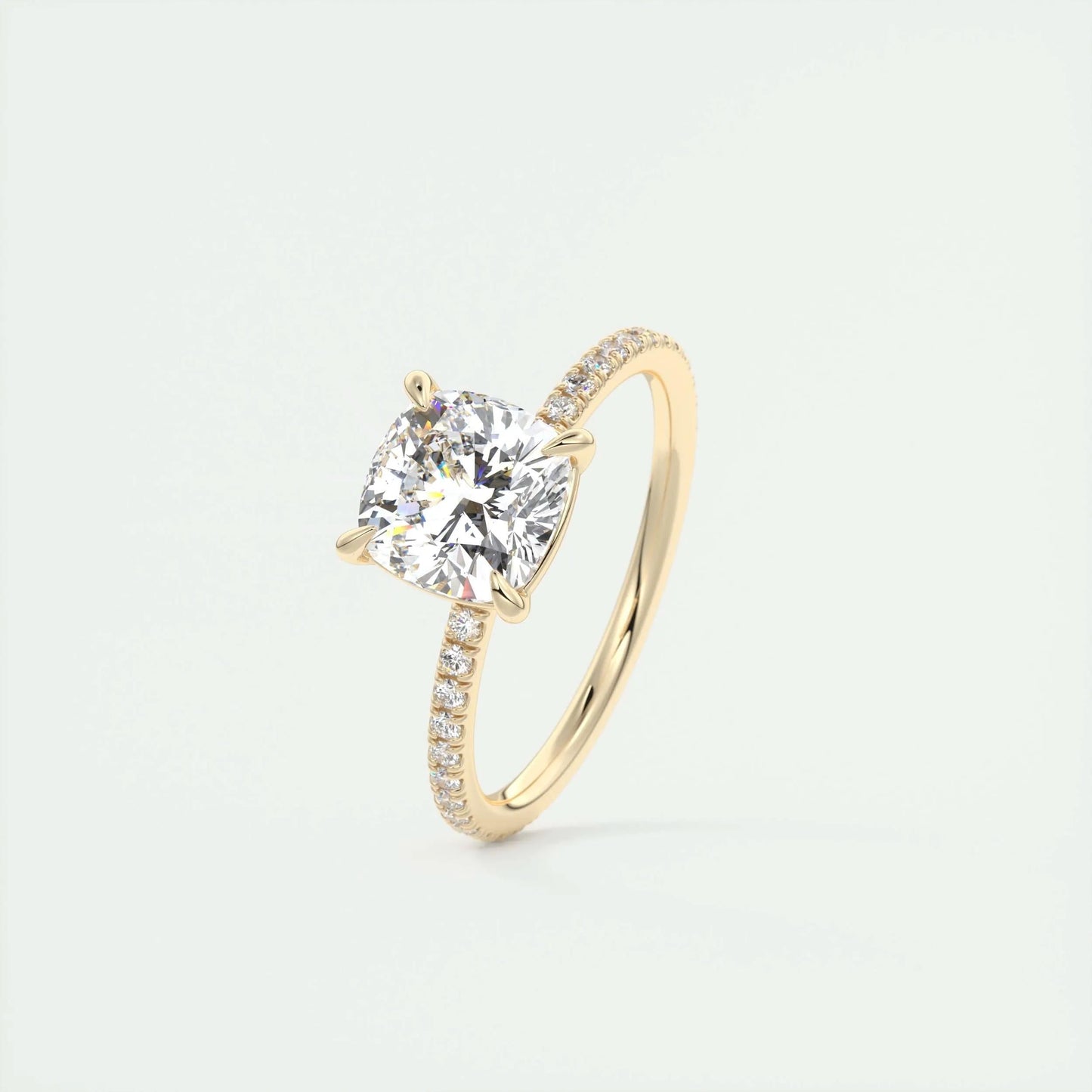 2 CT Cushion Solitaire CVD F/VS1 Diamond Engagement Ring