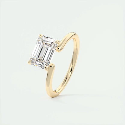 2 CT Emerald Solitaire CVD F/VS1 Diamond Engagement Ring