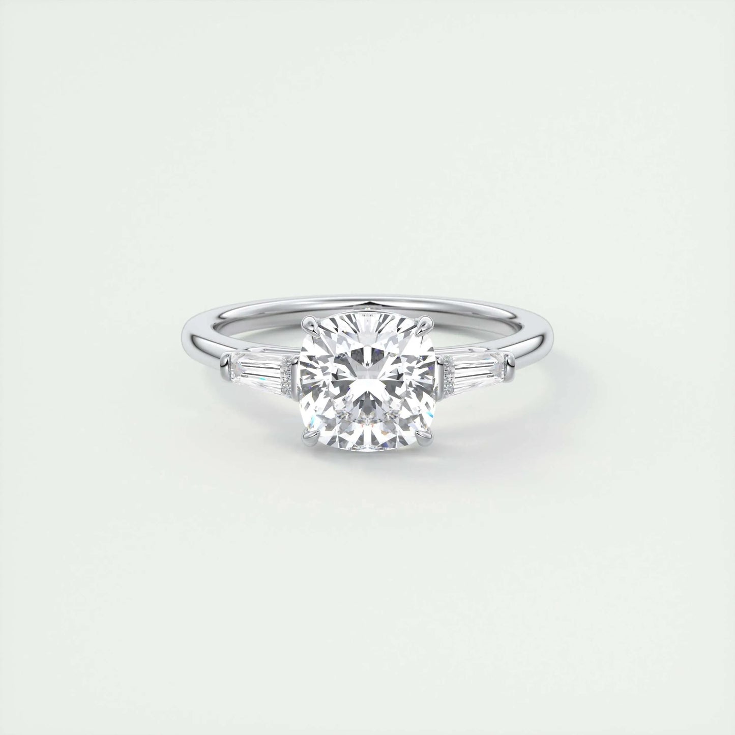 2 CT Cushion Three Stone CVD F/VS1 Diamond Engagement Ring