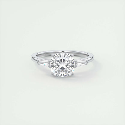 2 CT Cushion Three Stone CVD F/VS1 Diamond Engagement Ring