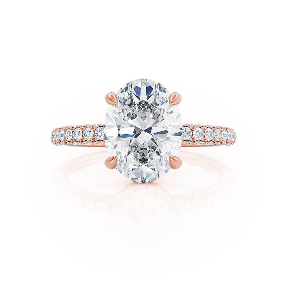 4.20 CT Oval Hidden Halo CVD F/VS1 Diamond Engagement Ring