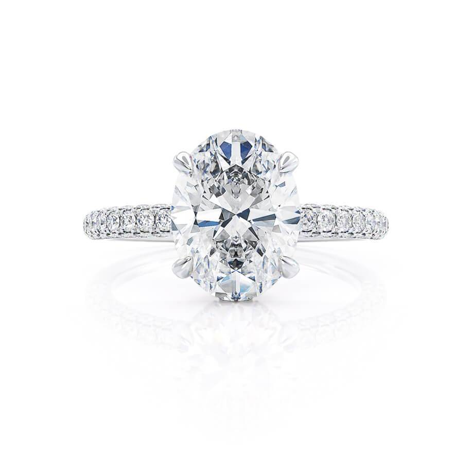 4.20 CT Oval Hidden Halo CVD F/VS2 Diamond Engagement Ring