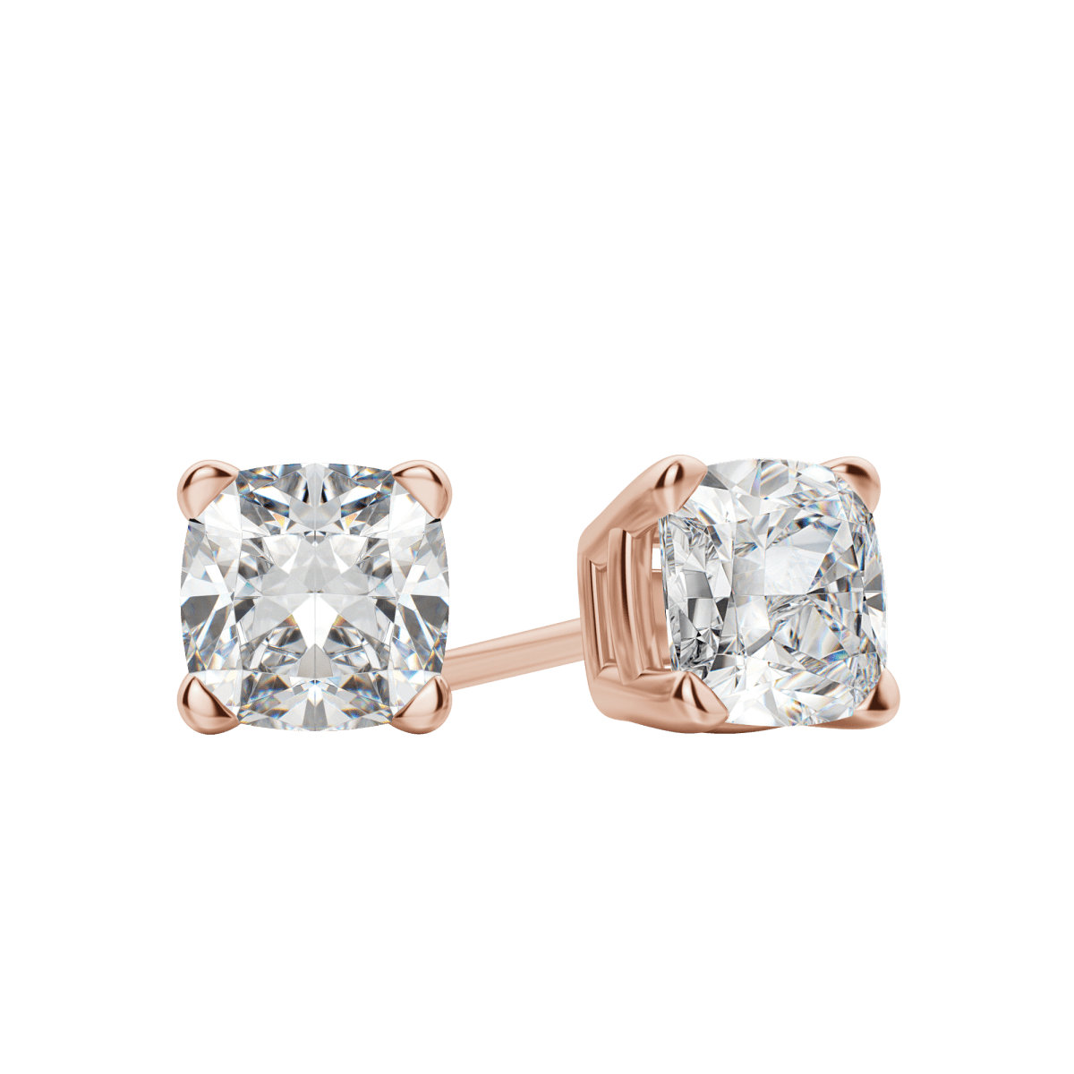 0.50 CT-2.0 CT Cushion Solitaire CVD F/VS Diamond Earrings