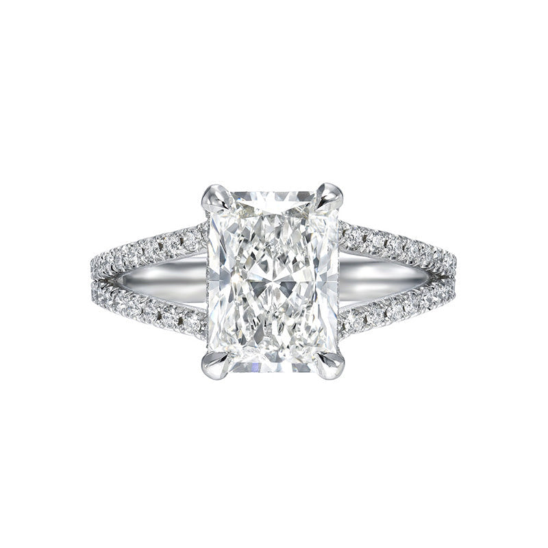 4.0 CT Radiant Hidden Halo Solit Shank CVD F/VVS2 Diamond Engagement Ring
