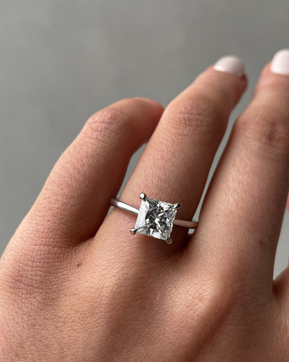 1.50 CT Princess Hidden Halo CVD D/VS2 Diamond Engagement Ring