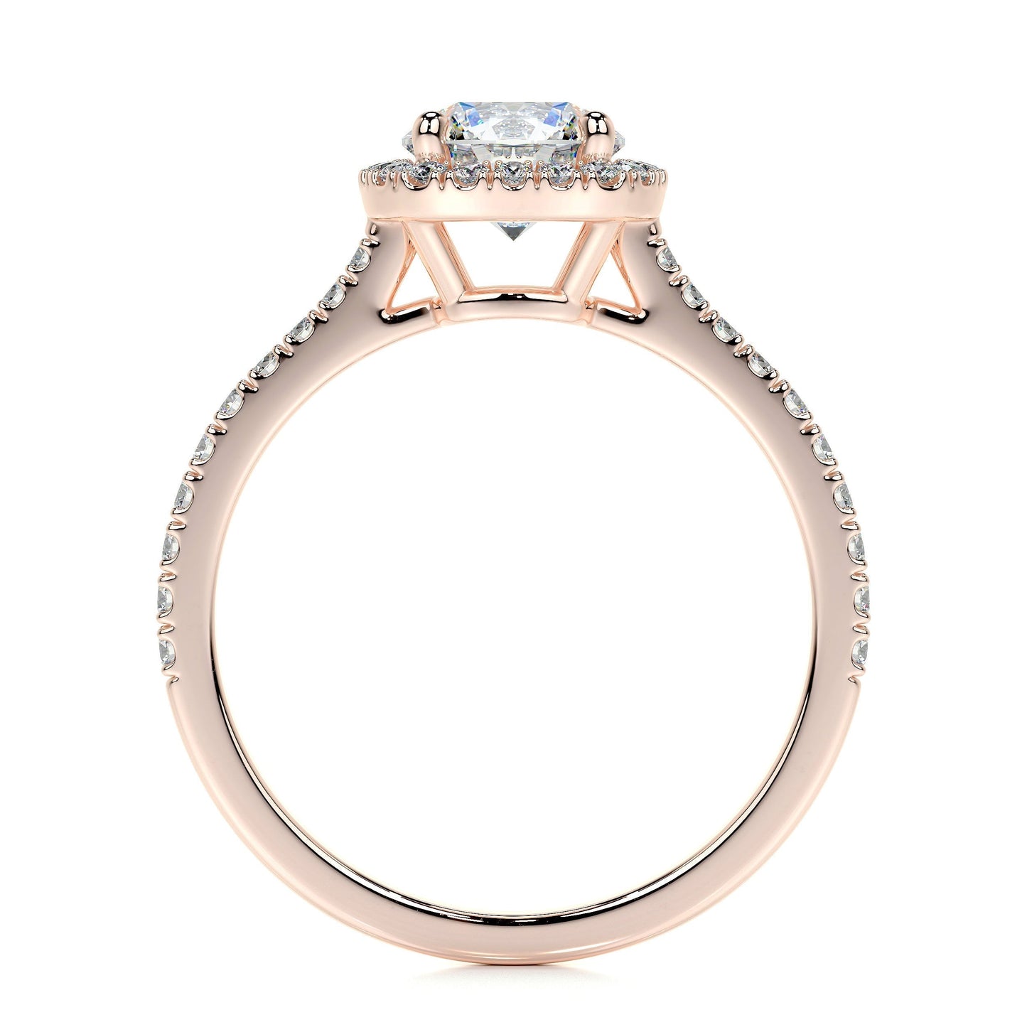 1.0 CT Round Halo CVD E/VS2 Diamond Engagement Ring