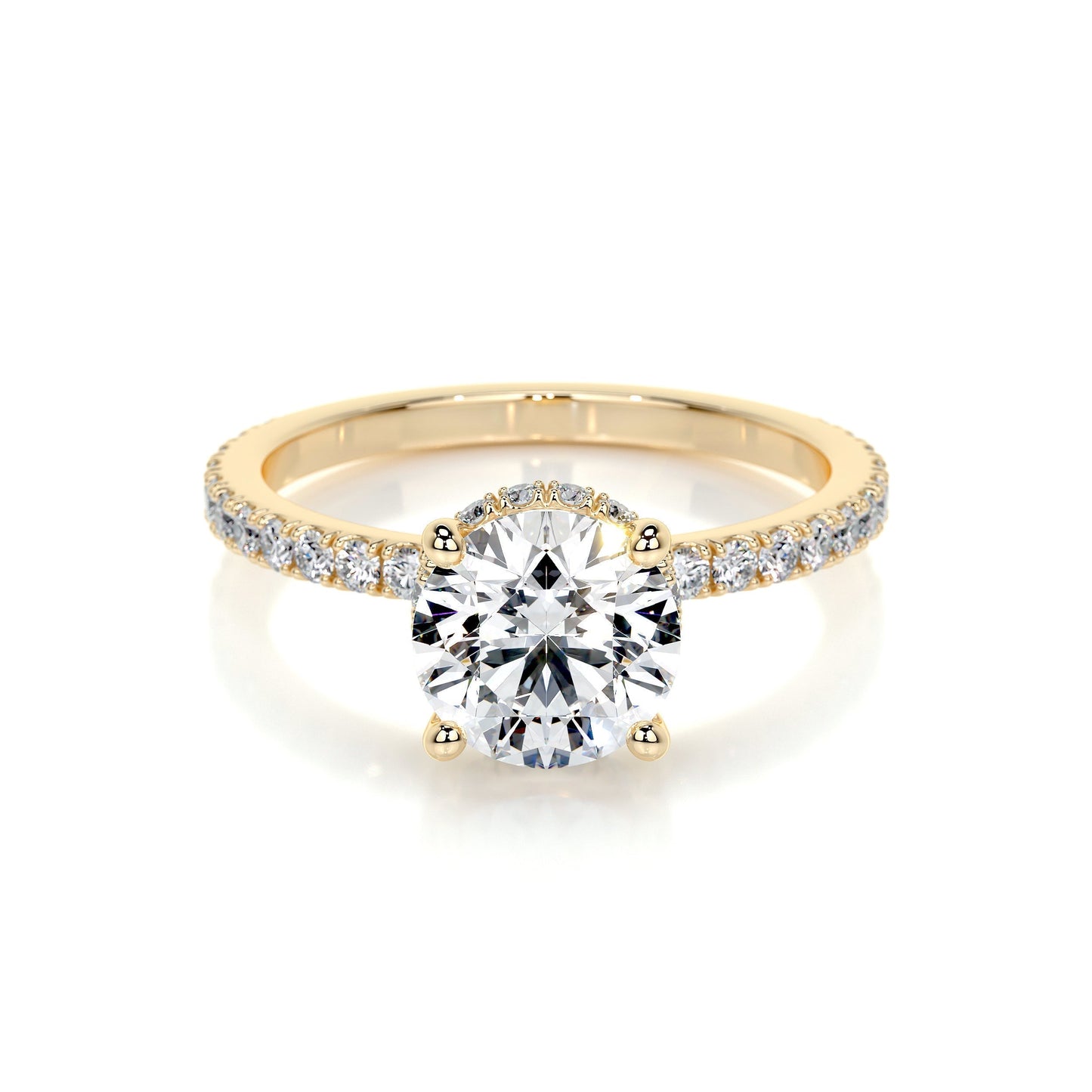 1.50 CT Round Hidden Halo CVD E/VS2 Diamond Engagement Ring