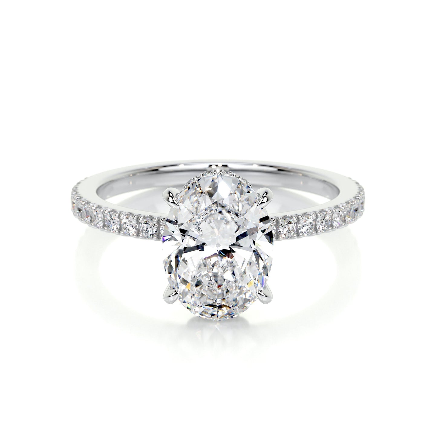 1.50 CT Oval Hidden Halo CVD D/VS2 Diamond Engagement Ring