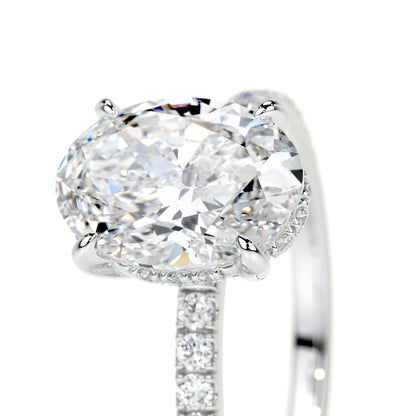 1.50 CT Oval Hidden Halo CVD D/VS2 Diamond Engagement Ring