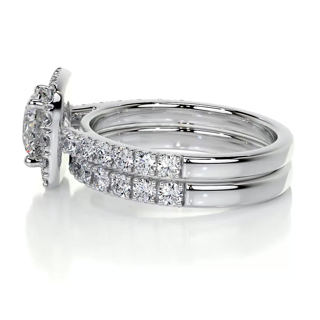 1.50 CT Round Halo CVD F/VS Diamond Bridal Ring Set