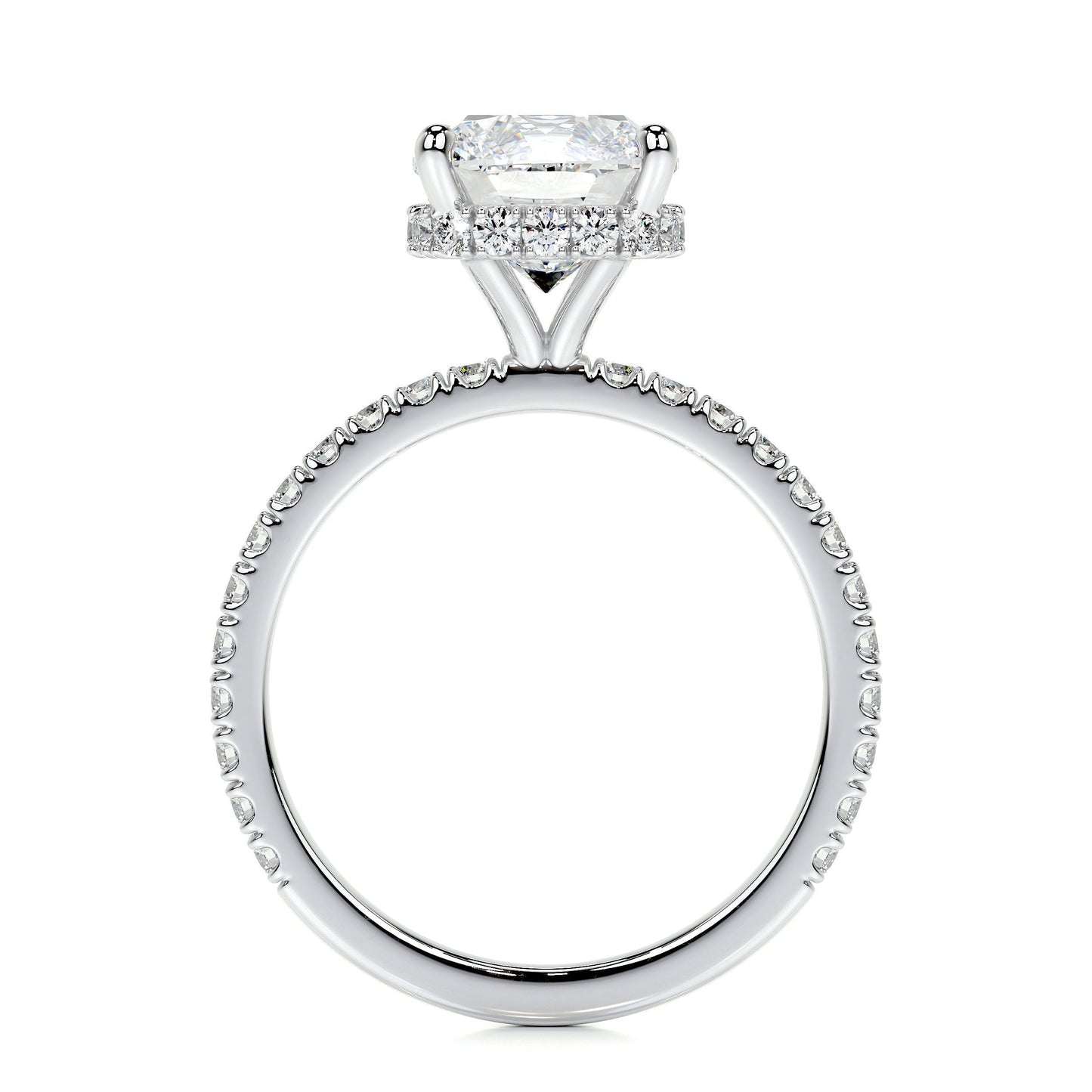 2.0 CT Cushion Hidden Halo CVD E/VS1 Diamond Engagement Ring