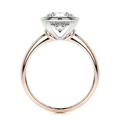 3.0 CT Round Bezel CVD F/SI1 Diamond Engagement Ring