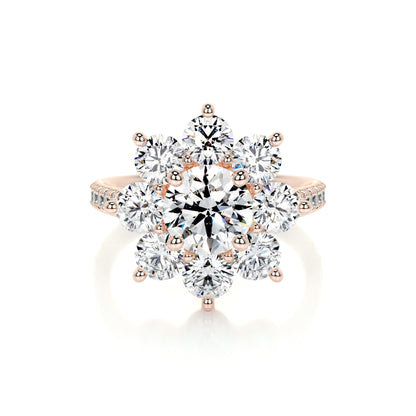 0.80 CT Round Floral Halo CVD H/SI1 Diamond Engagement Ring