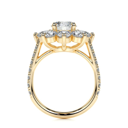 0.80 CT Round Floral Halo CVD H/SI1 Diamond Engagement Ring